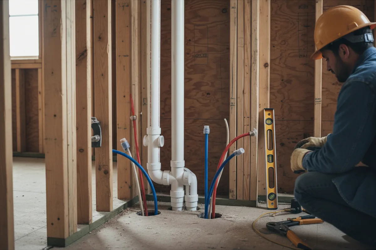 Drain and supply rough-in during Sump Pump Repair in New Ringgold