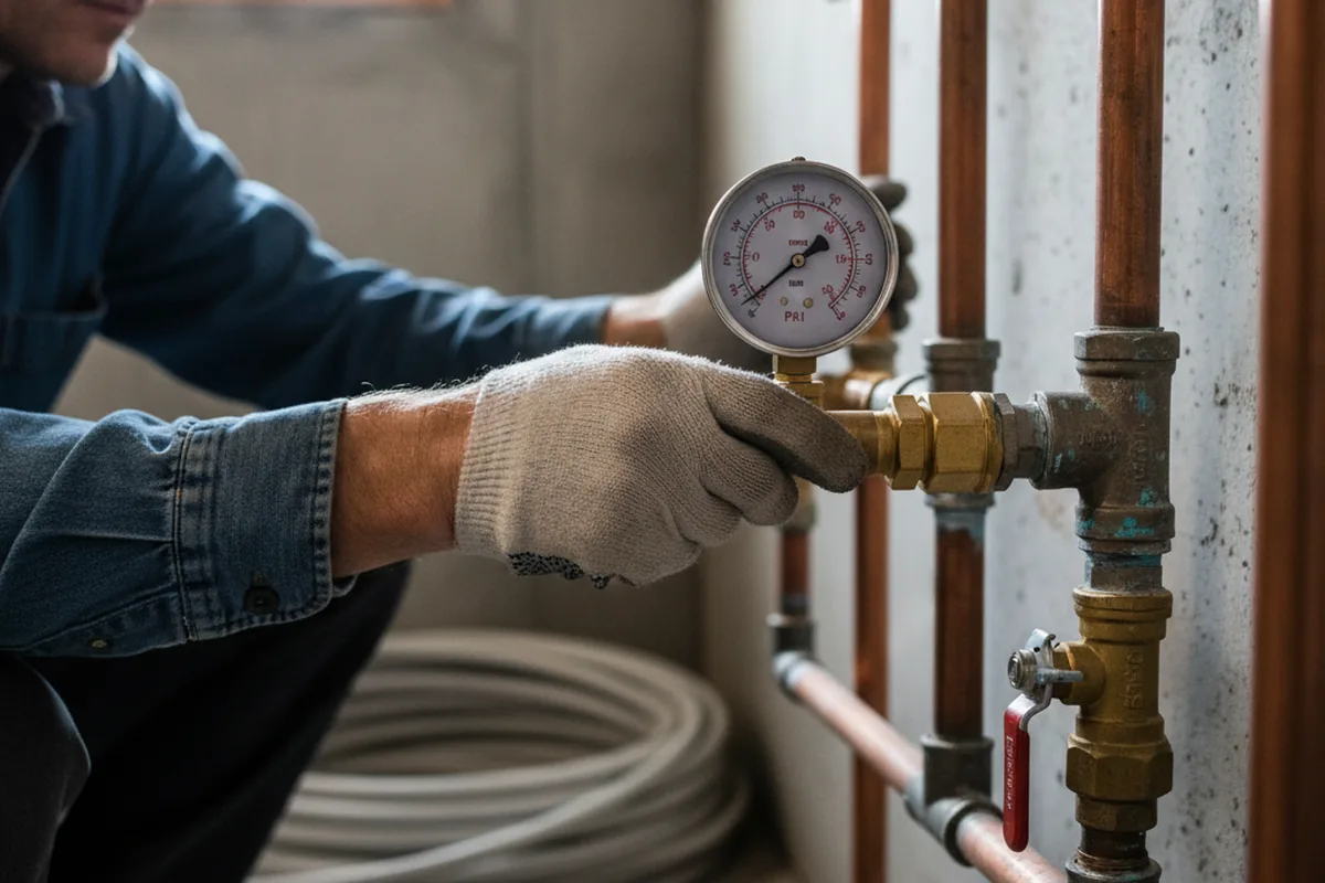 Pressure testing a repaired line during Water Line Repair in New Ringgold